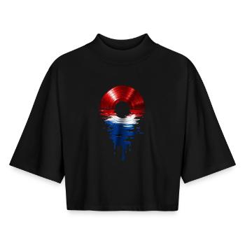 Schallplatte Holland Design – Musik & Flagge - Boxy Frauen Recyceltes 1/2 Sleeved T-Shirt by Stanley/Stella - Schwarz - Vorne - AI Model Female 172 light (172cm)