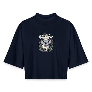 Funny Koalafied Chef Cute Koala Chef - Boxy Women's Recycled 1/2 Sleeved T-Shirt by Stanley/Stella - navy - Front - AI Model Female 172 light (172cm)