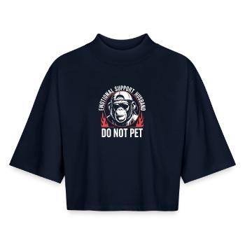 Emotional Support Husband Tee - Boxy Women's Recycled 1/2 Sleeved T-Shirt by Stanley/Stella - navy - Front - AI Model Female 172 light (172cm)