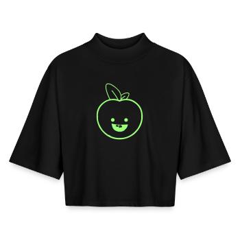 Sourire Lime Apple - T-shirt femme coupe boxy recyclé manches mi-longues Stanley/Stella - noir - Devant - AI Model Female 172 light (172cm)