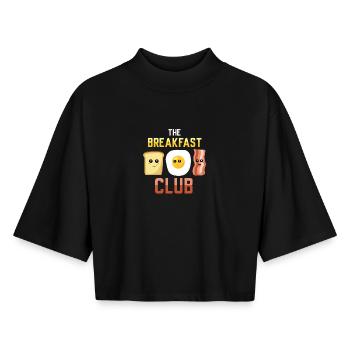 The Breakfast Club – Cute Toast Egg Bacon - Boxy Women's Recycled 1/2 Sleeved T-Shirt by Stanley/Stella - black - Front - AI Model Female 172 light (172cm)