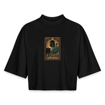 True Crime Junkie Tarot Card Mystery - Boxy Women's Recycled 1/2 Sleeved T-Shirt by Stanley/Stella - black - Front - AI Model Female 172 light (172cm)