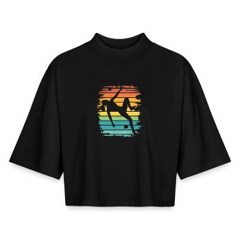 Boulderer Boulder Bouldering - Boxy Women's Recycled 1/2 Sleeved T-Shirt by Stanley/Stella - black - Front - AI Model Female 172 light (172cm)