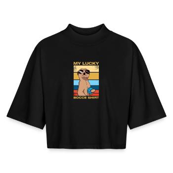 My lucky bocce petanque boules player - Boxy Women's Recycled 1/2 Sleeved T-Shirt by Stanley/Stella - black - Front - AI Model Female 172 light (172cm)