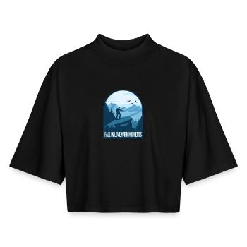 Hiking Mountaineering Hiking - Boxy Women's Recycled 1/2 Sleeved T-Shirt by Stanley/Stella - black - Front - AI Model Female 172 light (172cm)
