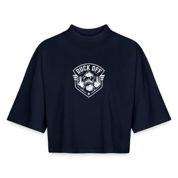 Duck Off Sunglasses Duck Logo - Boxy Frauen Recyceltes 1/2 Sleeved T-Shirt by Stanley/Stella - Navy - Vorne - AI Model Female 172 light (172cm)