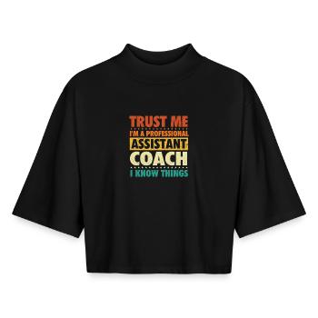 Professional Assistant Coach Tennis Humor - Boxy Women's Recycled 1/2 Sleeved T-Shirt by Stanley/Stella - black - Front - AI Model Female 172 light (172cm)