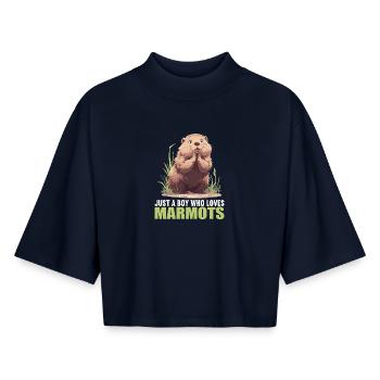 Marmots Groundhog - Boxy Women's Recycled 1/2 Sleeved T-Shirt by Stanley/Stella - navy - Front - AI Model Female 172 light (172cm)