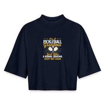 Pickleball Grandma Way Cooler - Boxy Women's Recycled 1/2 Sleeved T-Shirt by Stanley/Stella - navy - Front - AI Model Female 172 light (172cm)