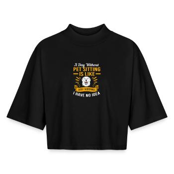 Pet Sitter Pets Babysitter - Boxy Women's Recycled 1/2 Sleeved T-Shirt by Stanley/Stella - black - Front - AI Model Female 172 light (172cm)