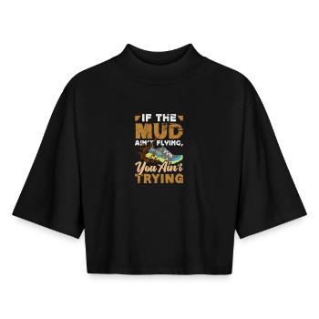 Girl on muddy obstacle course - Boxy Women's Recycled 1/2 Sleeved T-Shirt by Stanley/Stella - black - Front - AI Model Female 172 light (172cm)