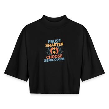 Point-virgule Prévention du suicide Pause Smarter Semi - T-shirt femme coupe boxy recyclé manches mi-longues Stanley/Stella - noir - Devant - AI Model Female 172 light (172cm)