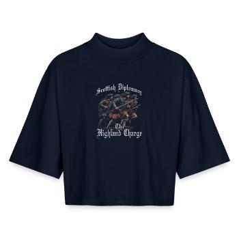 Highlander Clan Warrior | Scotland History - Boxy Women's Recycled 1/2 Sleeved T-Shirt by Stanley/Stella - navy - Front - AI Model Female 172 light (172cm)