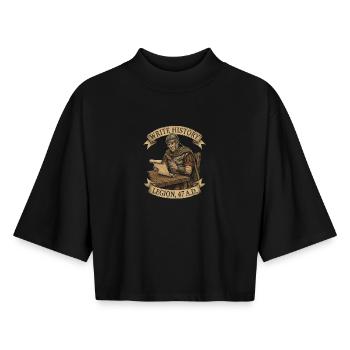 Écrire l’histoire de la Légion romaine 47 ap. J.-C. Rome antique - T-shirt femme coupe boxy recyclé manches mi-longues Stanley/Stella - noir - Devant - AI Model Female 172 light (172cm)