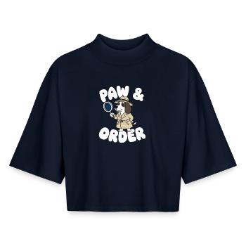 Paw Order Detective Dog - Boxy Women's Recycled 1/2 Sleeved T-Shirt by Stanley/Stella - navy - Front - AI Model Female 172 light (172cm)