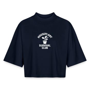 Houseplant Survival Club Plants - Boxy Women's Recycled 1/2 Sleeved T-Shirt by Stanley/Stella - navy - Front - AI Model Female 172 light (172cm)