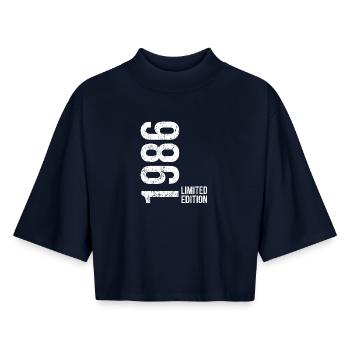 40th Birthday Man Woman 40 Years 1986 Decoration - Boxy Women's Recycled 1/2 Sleeved T-Shirt by Stanley/Stella - navy - Front - AI Model Female 172 light (172cm)