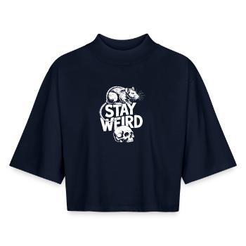 Bleib eigenwillig Ratte und Schädel - Boxy Frauen Recyceltes 1/2 Sleeved T-Shirt by Stanley/Stella - Navy - Vorne - AI Model Female 172 light (172cm)