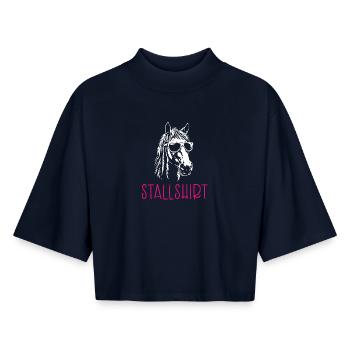 Stallshirt - Boxy Frauen Recyceltes 1/2 Sleeved T-Shirt by Stanley/Stella - Navy - Vorne - AI Model Female 172 light (172cm)