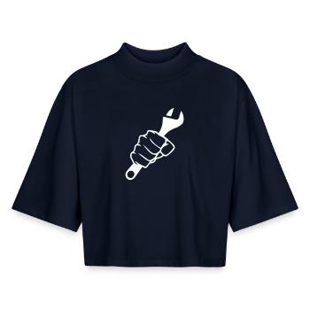 Fists and Screwdriver Force - Boxy Women's Recycled 1/2 Sleeved T-Shirt by Stanley/Stella - navy - Front - AI Model Female 172 light (172cm)