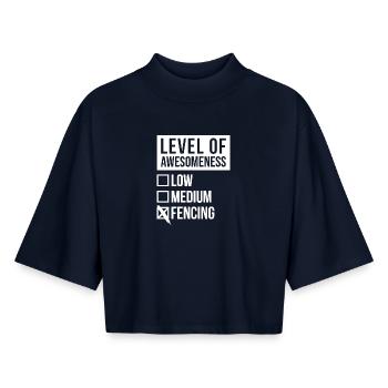 Fechten - Boxy Frauen Recyceltes 1/2 Sleeved T-Shirt by Stanley/Stella - Navy - Vorne - AI Model Female 172 light (172cm)
