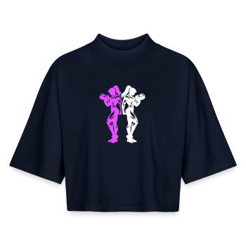 Bodybuilder Woman Fitness Team - Boxy Women's Recycled 1/2 Sleeved T-Shirt by Stanley/Stella - navy - Front - AI Model Female 172 light (172cm)