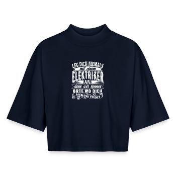 electrician - Boxy Women's Recycled 1/2 Sleeved T-Shirt by Stanley/Stella - navy - Front - AI Model Female 172 light (172cm)