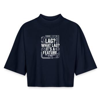 Lag? What Lag? It's a Feature - Boxy Women's Recycled 1/2 Sleeved T-Shirt by Stanley/Stella - navy - Front - AI Model Female 172 light (172cm)
