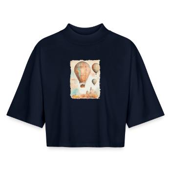 Tethered balloon - Boxy Women's Recycled 1/2 Sleeved T-Shirt by Stanley/Stella - navy - Front - AI Model Female 172 light (172cm)