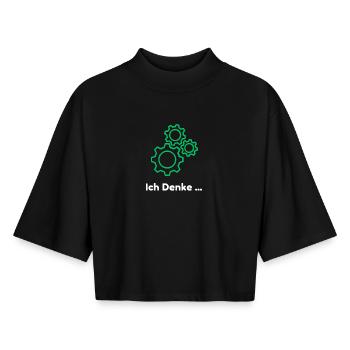 Denkende Zahnräder Design - Boxy Frauen Recyceltes 1/2 Sleeved T-Shirt by Stanley/Stella - Schwarz - Vorne - AI Model Female 172 light (172cm)