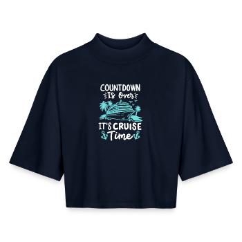 Kreuzfahrt Urlaub - Boxy Frauen Recyceltes 1/2 Sleeved T-Shirt by Stanley/Stella - Navy - Vorne - AI Model Female 172 light (172cm)
