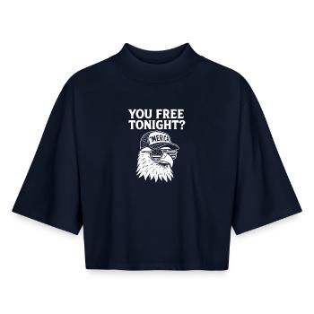 You're free tonight, Eagle, July 4 - Boxy Women's Recycled 1/2 Sleeved T-Shirt by Stanley/Stella - navy - Front - AI Model Female 172 light (172cm)