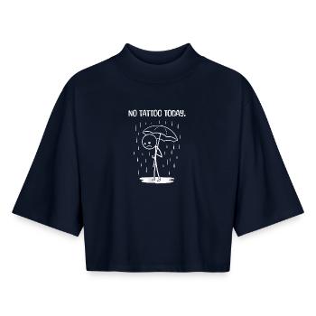 Drôle aujourd’hui malheureusement pas de TAttoo - T-shirt femme coupe boxy recyclé manches mi-longues Stanley/Stella - marine - Devant - AI Model Female 172 light (172cm)