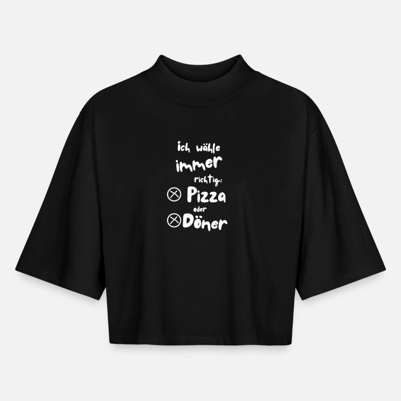 Ich wähle Pizza oder Döner - Boxy Frauen Recyceltes 1/2 Sleeved T-Shirt by Stanley/Stella - Schwarz