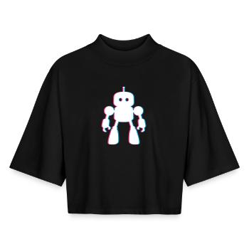 Roboter 3D-Effekt – Zukunft trifft KI Design - Boxy Frauen Recyceltes 1/2 Sleeved T-Shirt by Stanley/Stella - Schwarz - Vorne - AI Model Female 172 light (172cm)