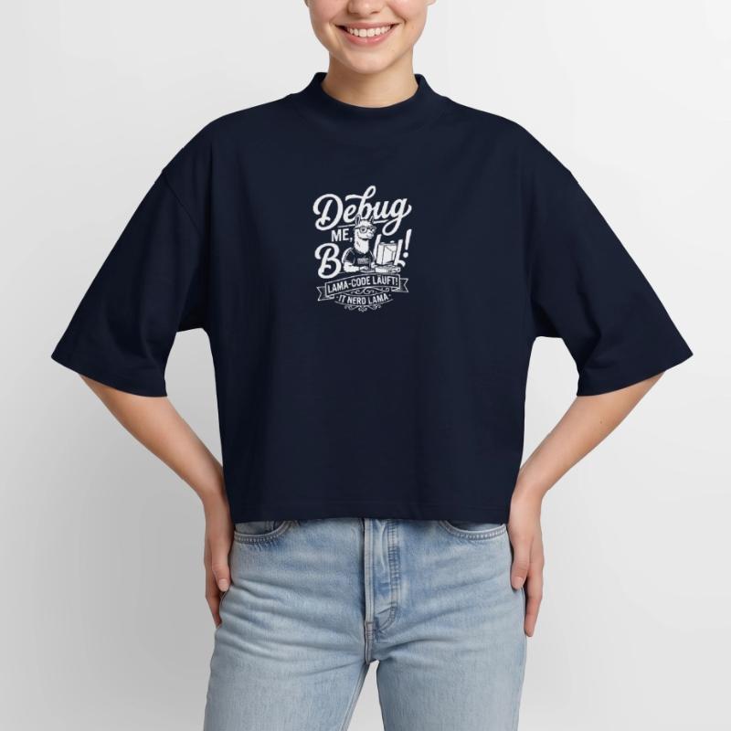 Conception de débogage de code Lama T-shirt femme coupe boxy recyclé manches mi-longues Stanley/Stella