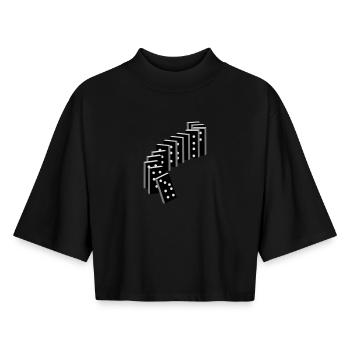Legespiel mit Domino Spielsteine - Boxy Frauen Recyceltes 1/2 Sleeved T-Shirt by Stanley/Stella - Schwarz - Vorne - AI Model Female 172 light (172cm)