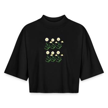 kamille - Boxy Frauen Recyceltes 1/2 Sleeved T-Shirt by Stanley/Stella - Schwarz - Vorne - AI Model Female 172 light (172cm)