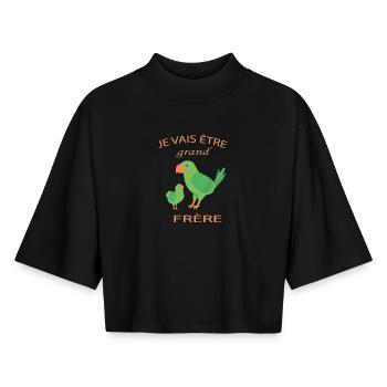 Kid I'm going to be Big Brother 2024 Announce Big - Boxy Women's Recycled 1/2 Sleeved T-Shirt by Stanley/Stella - black - Front - AI Model Female 172 light (172cm)