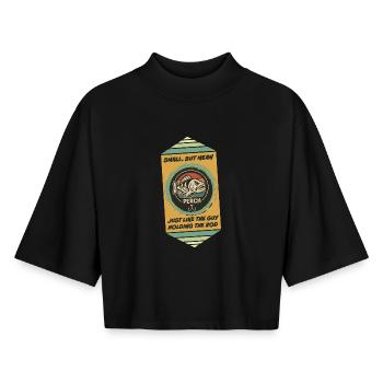 Petit mais fougueux : pêcheur - T-shirt femme coupe boxy recyclé manches mi-longues Stanley/Stella - noir - Devant - AI Model Female 172 light (172cm)