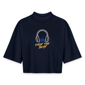 Waveform Drop the beat headphones - Boxy Women's Recycled 1/2 Sleeved T-Shirt by Stanley/Stella - navy - Front - AI Model Female 172 light (172cm)