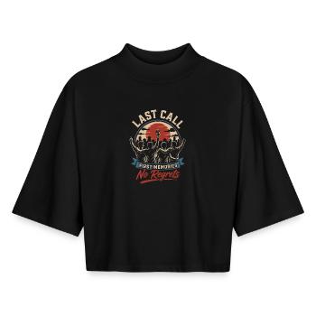 Last Call No Regrets JGA - Boxy Women's Recycled 1/2 Sleeved T-Shirt by Stanley/Stella - black - Front - AI Model Female 172 light (172cm)