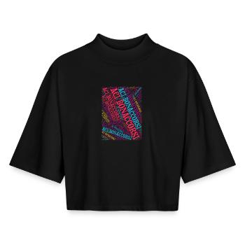 Sicilia T-Shirt Aci Bonaccorsi Welt Wolke Collage - Boxy Frauen Recyceltes 1/2 Sleeved T-Shirt by Stanley/Stella - Schwarz - Vorne - AI Model Female 172 light (172cm)