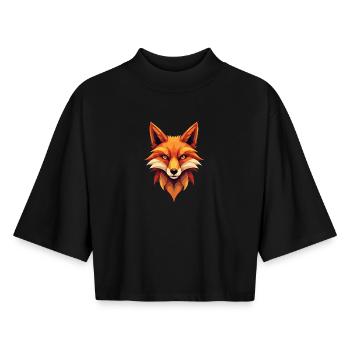 Geometrischer Glutfuchs - Boxy Frauen Recyceltes 1/2 Sleeved T-Shirt by Stanley/Stella - Schwarz - Vorne - AI Model Female 172 light (172cm)