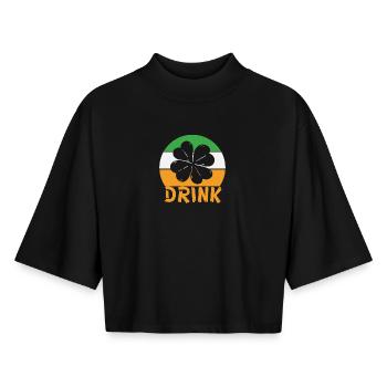 St. Patricks Day drink - Boxy Frauen Recyceltes 1/2 Sleeved T-Shirt by Stanley/Stella - Schwarz - Vorne - AI Model Female 172 light (172cm)