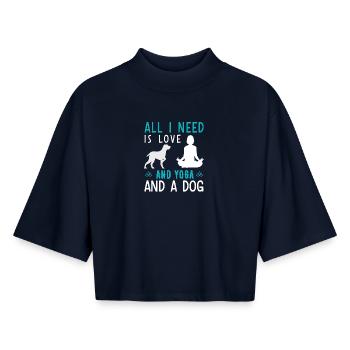Love yoga dogs - Boxy Frauen Recyceltes 1/2 Sleeved T-Shirt by Stanley/Stella - Navy - Vorne - AI Model Female 172 light (172cm)