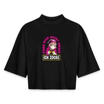 Can't hear you – I'm gambling - Boxy Women's Recycled 1/2 Sleeved T-Shirt by Stanley/Stella - black - Front - AI Model Female 172 light (172cm)