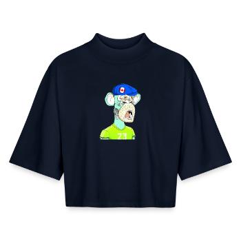 Style néon singe - T-shirt femme coupe boxy recyclé manches mi-longues Stanley/Stella - marine - Devant - AI Model Female 172 light (172cm)
