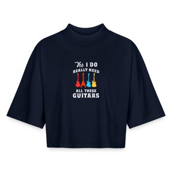 Diction de la guitare - T-shirt femme coupe boxy recyclé manches mi-longues Stanley/Stella - marine - Devant - AI Model Female 172 light (172cm)
