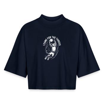 cat shoot ball - Boxy Women's Recycled 1/2 Sleeved T-Shirt by Stanley/Stella - navy - Front - AI Model Female 172 light (172cm)